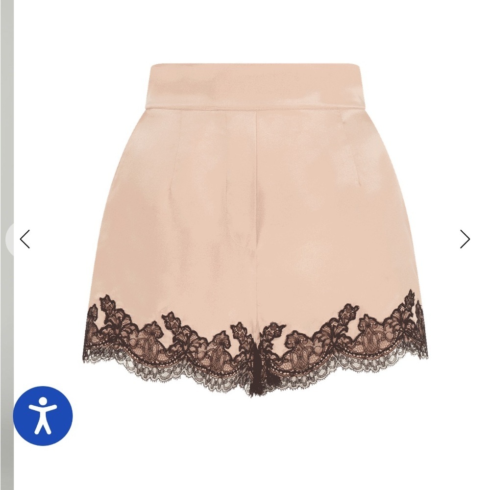 NWT Agent Provocateur Pink silk black lace trim shorts XL